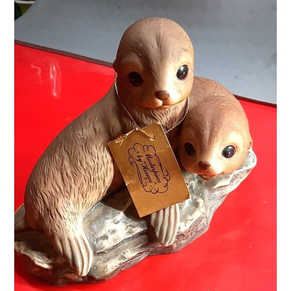 Vintage 1981 Homco Masterpiece Hand-Painted Porcelain‎ Sea Otters Figurine - Picture 5 of 16